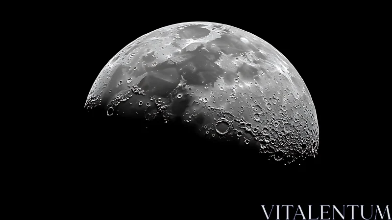 Lunar crescent close-up with sharply defined impact craters.