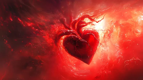Burning Heart in Ethereal Flame and Light.