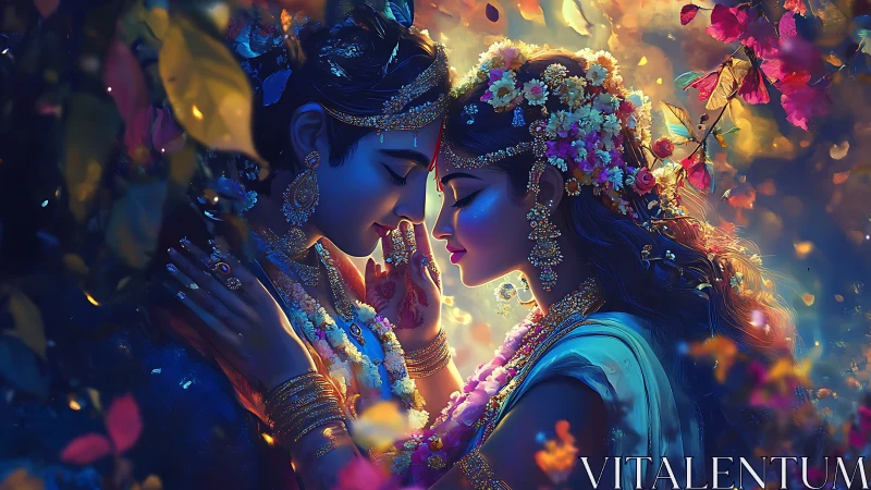 Divine Radiance: Two Celestial Figures in Luminous Reverie.