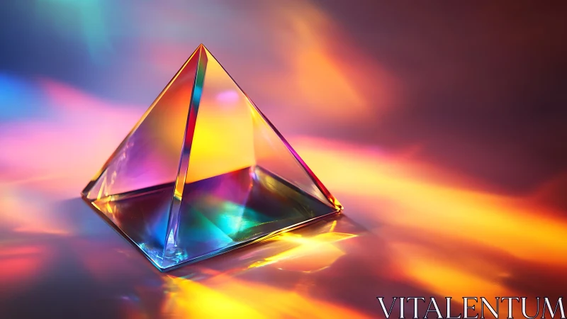 Glass pyramid prism with multicolored refracted light field.