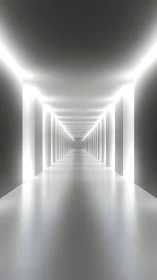 Inviting glowing corridor leading toward a calm bright horizon.