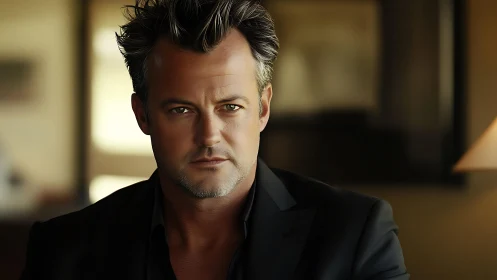 Cinematic male portrait in shallow depth digital painting.