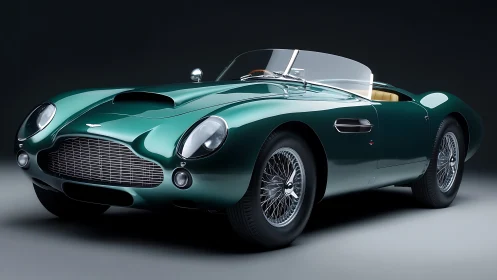 High-gloss classic roadster render with detailed reflections and chrome