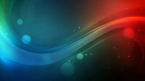 Chromatic light wave arcs across gradient bokeh field.