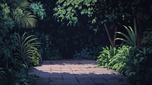 Overgrown Garden Courtyard: Digital Matte Painting Study.