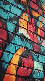 Colorful street mural brings playful energy to a brick wall
