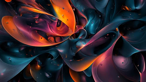 Abstract curved forms in multicolored digital composition.