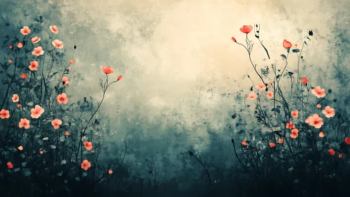 Wildflowers Dancing Through Mist and Memory.