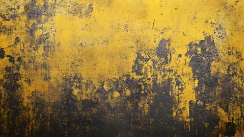 Rusty yellow painted metal surface shows peeling dark areas