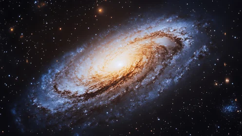 Spiral galaxy with bright central bulge in deep star field