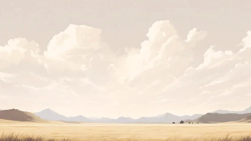 Soft prairie horizon under wandering cathedral clouds.