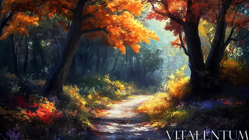 Autumn Forest Path with Canopy Glow