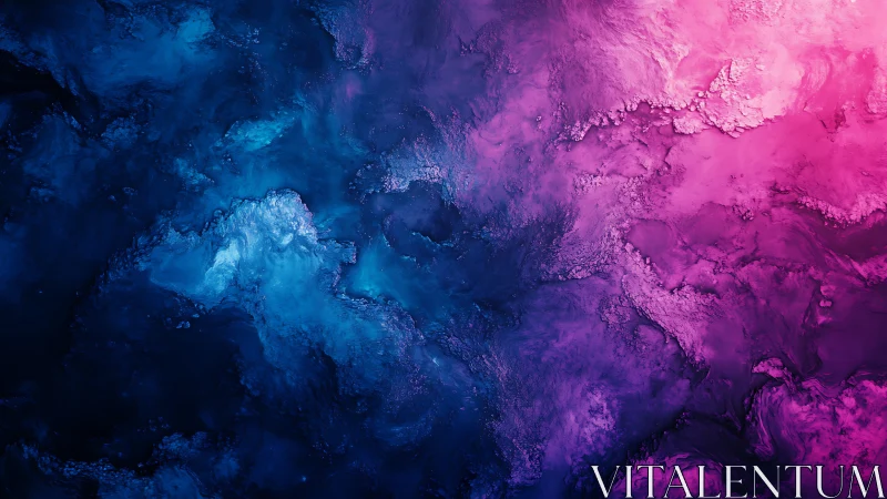 Gradient field shows blue to magenta abstract pigment flow