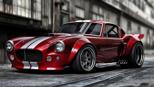 Crimson street racer waiting to roar down the city blocks.