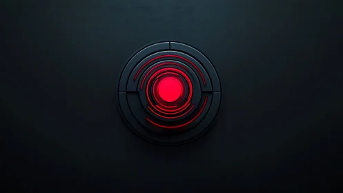 Crimson core beacon glows within layered techno circles.