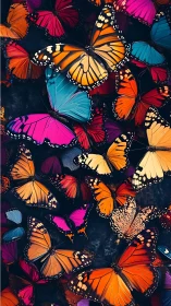 Vibrant multicolored butterflies form dense chromatic tapestry