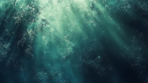 Mystical forest canopy welcomes soft beams of morning light