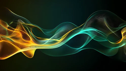 Colorful flowing light waves on dark gradient background.