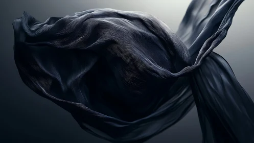 Dark translucent fabric structure is rendered in midair