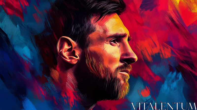 Painted gaze carves a comet trail through molten colors