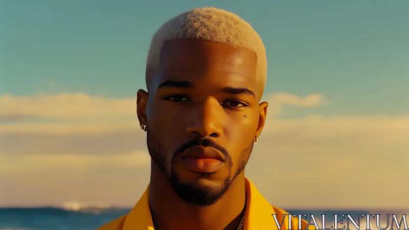 Sunlit gaze turns seaside horizon into quiet electric stage