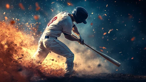 Explosive baseball swing captures a thrilling game moment