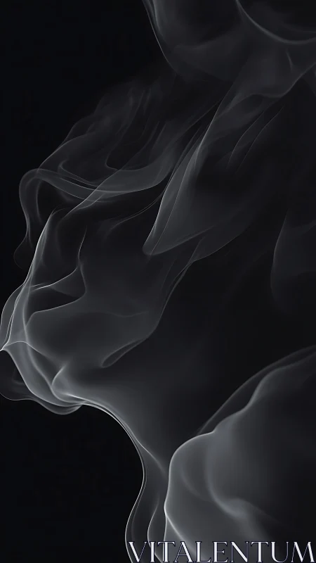 Ethereal smoke ribbons twisting through deep black void.