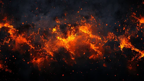 Dynamic Particle Combustion Field with Chromatic Heat Gradation.