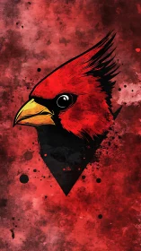 Cardinal head rendered in graphic red portrait composition
