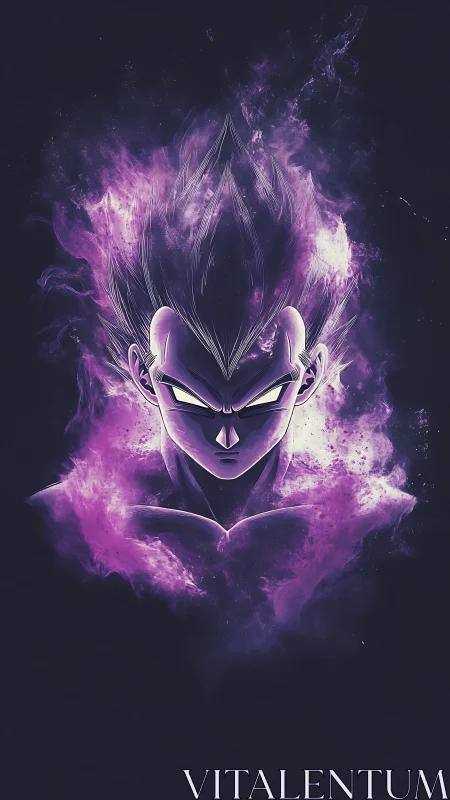 Purple aura warrior stands in shadow, radiating fierce power