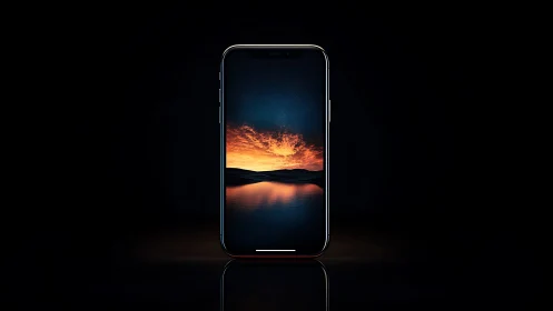 Bezel-less smartphone isolates against black with luminous display