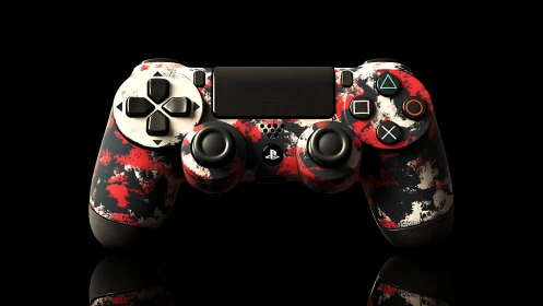 Custom camo DualShock 4 controller with red black white finish