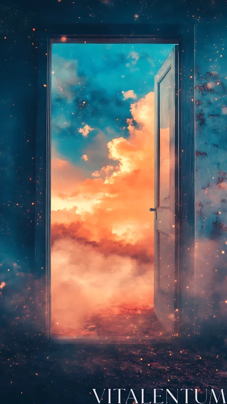 Doorway of drifting clouds and ember-lit dream horizons.