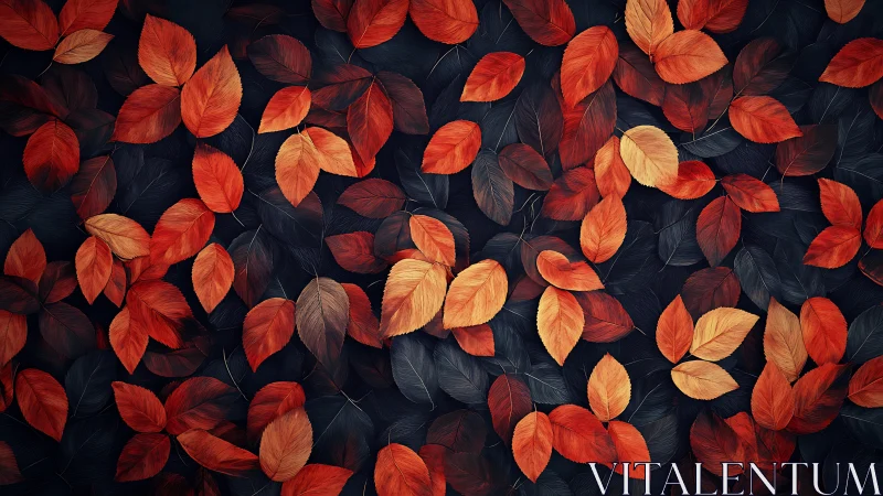 Autumn leaves drift across a dark, moody forest ground.