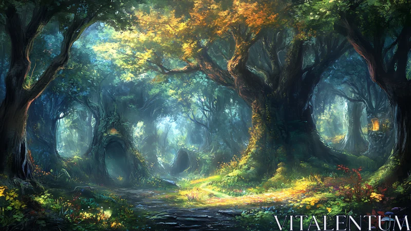 Luminescent Forest Hollow: Chiaroscuro Woodland Architecture.