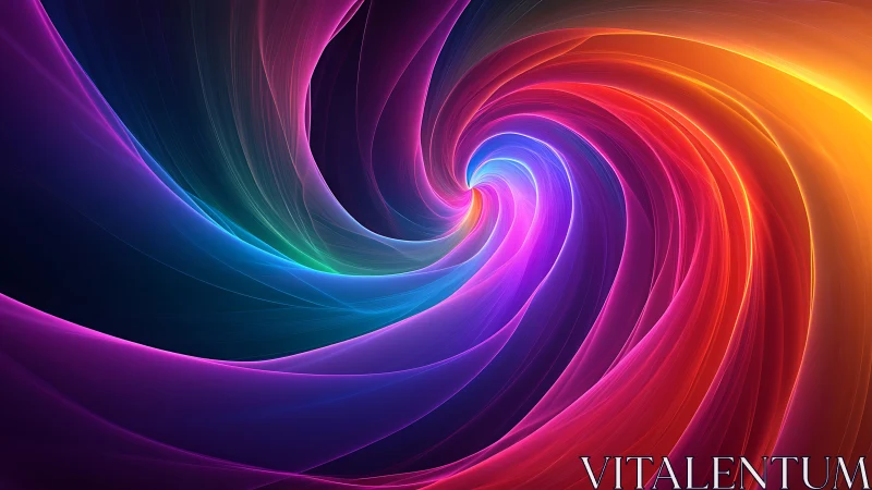 Vivid swirling neon vortex of flowing rainbow light.