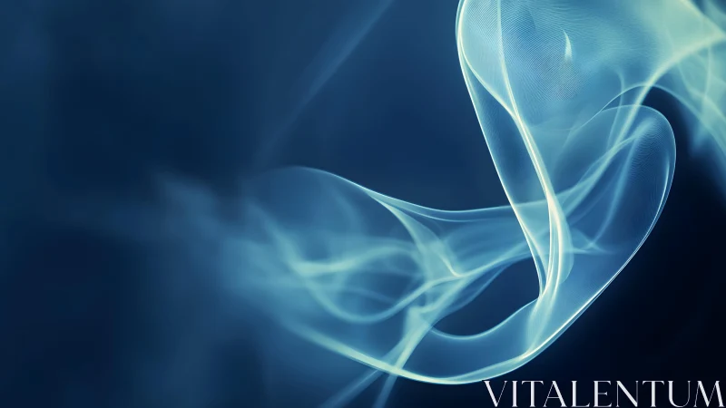 Abstract blue smoke waves on dark background, digital art style.