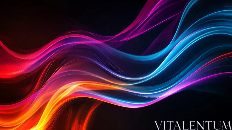 Chromatic light waves form layered flowing spectral energy bands