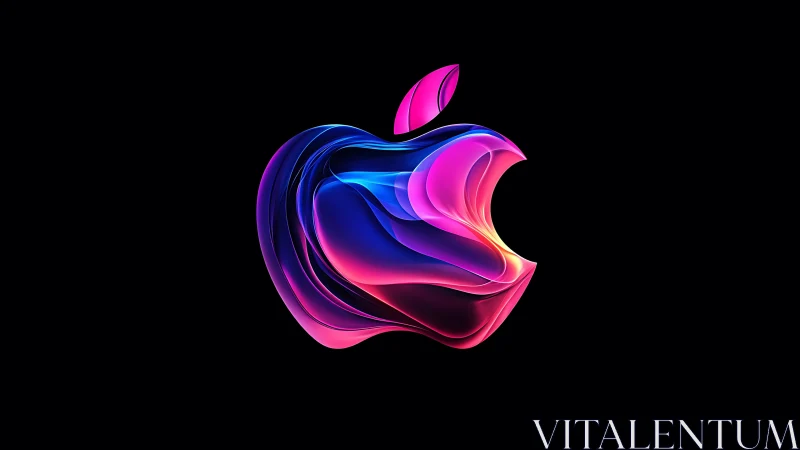 Multicolor liquid-glass apple emblem with neon gradients.