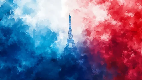Eiffel Tower quietly stitches tricolor clouds into France