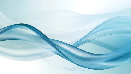 Fluid cyan wave ribbons on clean minimalist backdrop.