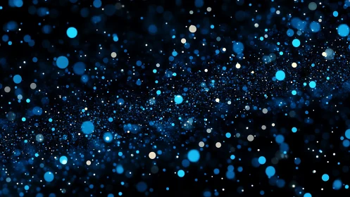 Shimmering blue particle field drifts across deep space.