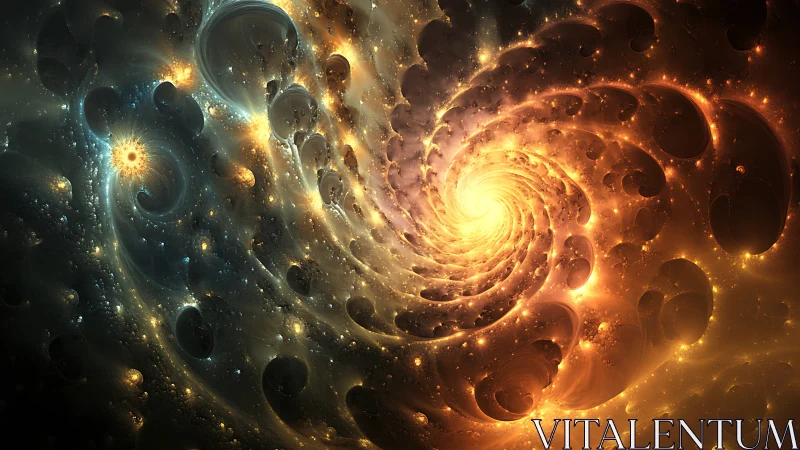 Fractal stellar vortex in luminous spiral nebula composition.