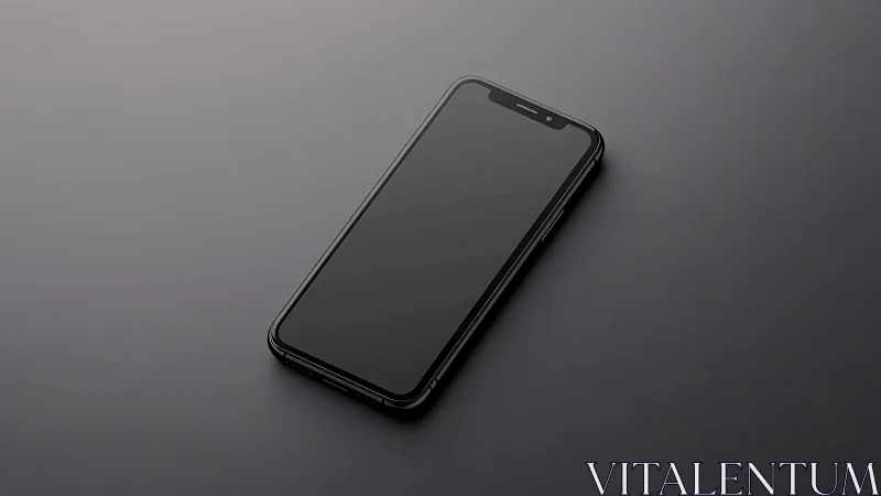 Black Smartphone Mockup Against Gray Surface.