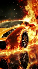 Luxury Sports Car Engulfed in Raging Flames.