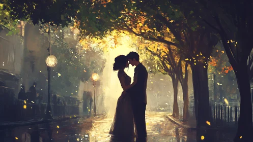 Autumn's Glowing Embrace Unfolds Beneath Golden Canopy