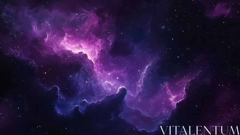 Cosmic violet nebula swirls gently through the quiet stars