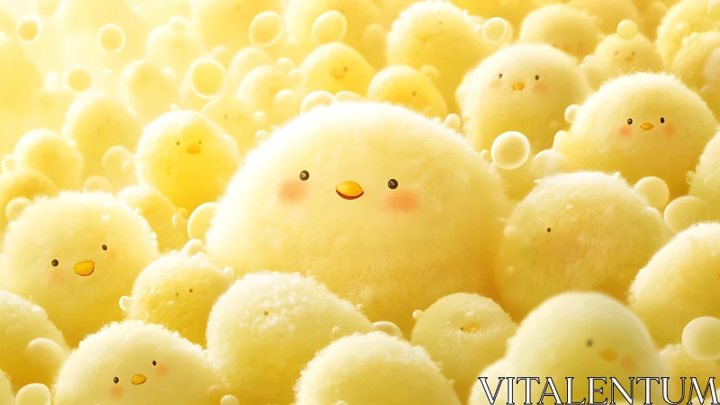 Adorable Fluffy Chicks Gathering Together in Joyful Togetherness