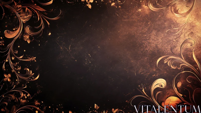 Ornamental floral frame with metallic scrollwork border design.