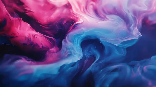 Chromatic fluid dynamics in neon magenta and cyan vortex field.